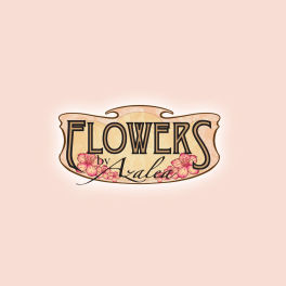 Logo reading Flowers by Azalea with pink floral accents