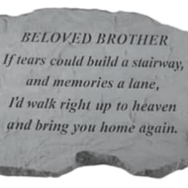 Memorial stone plaque with an engraved tribute to a brother