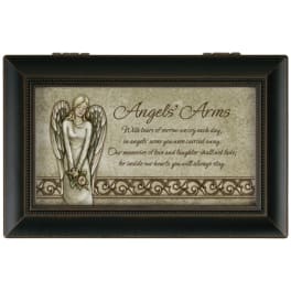 Framed memorial plaque with an angel illustration and sympathy verse