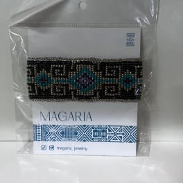Beaded bracelet in a plastic package on a branded card