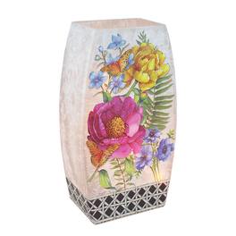 Decorative floral lantern with painted flowers and butterflies
