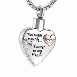 Heart-shaped silver pendant necklace with engraved text