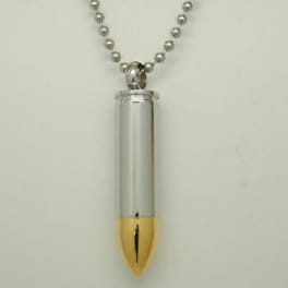 Bullet-shaped pendant necklace on a ball chain