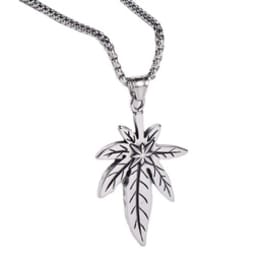 Silver leaf pendant necklace on a chain