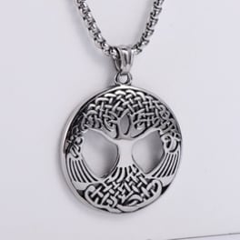 Silver pendant necklace with a circular cutout design