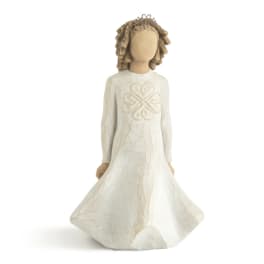 Decorative angel figurine in a cream dress with a brown crown