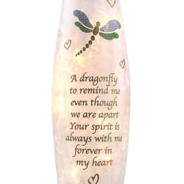 Decorative memorial vase with a dragonfly and heart design