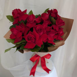 Modern Red Rose Hand Bouquet-One Dozen