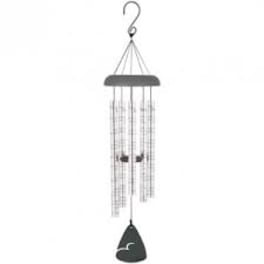 Hanging metal wind chime with a bell-shaped clapper