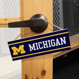 Michigan sign hanging from a door handle