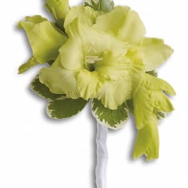 Green flower boutonniere with a wrapped stem