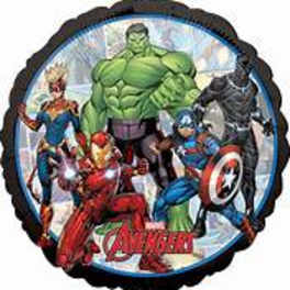 Marvel superhero foil balloon with Hulk, Captain Marvel, Iron Man, and Captain America