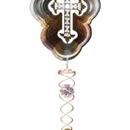 Decorative hanging cross ornament with crystal beads