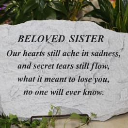 Memorial stone with a sympathy message for a beloved sister
