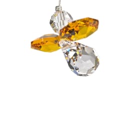 Crystal angel ornament with amber and clear faceted beads