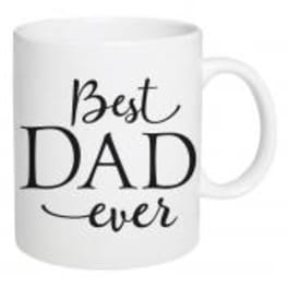 White mug with the words Best Dad Ever in black text