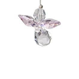 Faceted crystal angel ornament hanging on a string