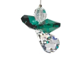 Faceted crystal angel ornament with green and clear pieces