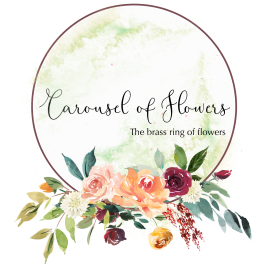 Watercolor floral logo with roses around a circular frame
