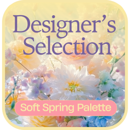 Pastel floral graphic with the words "Designer’s Selection" and "Soft Spring Palette"