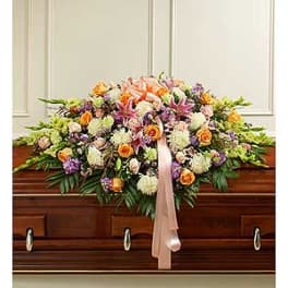 Pastel Mixed Flower Full Casket Cover