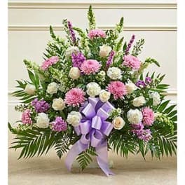 Lavender and White Sympathy Floor Basket