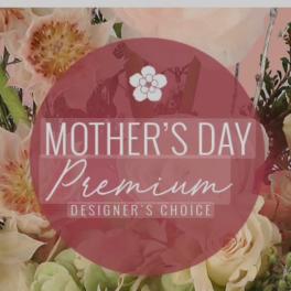 Mother's Day premium floral arrangement with pale peach and cream blooms