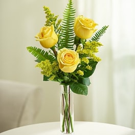 Love's Embrace Roses -Yellow 3 stem
