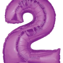 Purple foil balloon shaped like the number 2