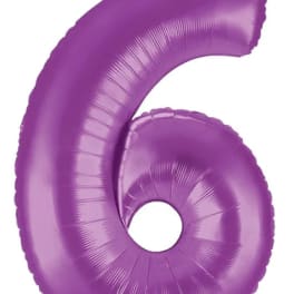Purple foil balloon shaped like the number 6