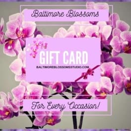 Pink and purple orchid gift card with decorative text