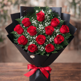 One Dozen Long Stem Roses Bouquet