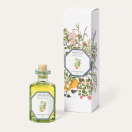 Bottle of citrus blossom fragrance with a floral-patterned box