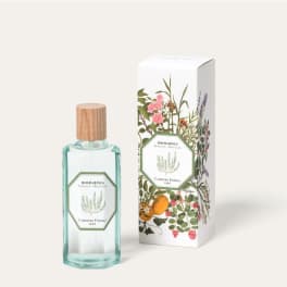 Rosemary-scented bottle with matching floral-patterned box