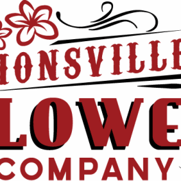 Zionsville Flower Company logo with red text and floral icons