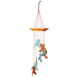 Hanging mobile with colorful bird shapes