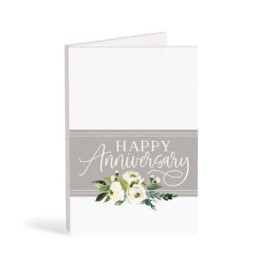 Anniversary greeting card with white floral illustration