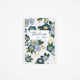 Floral thinking of you greeting card with blue flowers