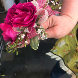 HOT PINK ROSE PROM CORSAGE