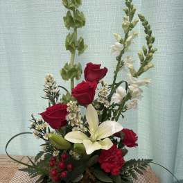 Ruby Red and White Arrangement