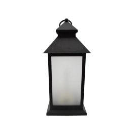 Black metal lantern with frosted glass panels