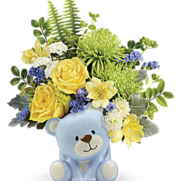 Teleflora's Joyful Blue Bear Bouquet