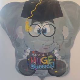 Graduation-themed balloon with a cartoon face and "You'll be a huge success" text