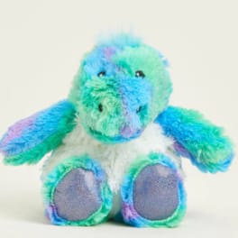 Rainbow plush teddy bear sitting upright
