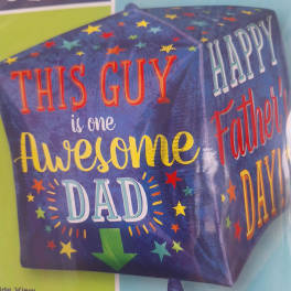 Father's Day gift balloon with colorful text and stars