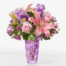 Precious Petals Bouquet with Luxe Swirl Vase