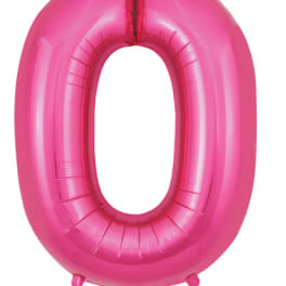 Pink foil balloon shaped like the number 0
