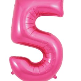 Pink foil balloon shaped like the number 5