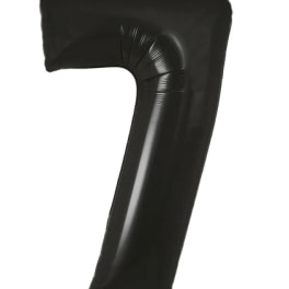 Black number 7 balloon on a white background