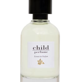 Bottle of Child Perfume extrait de parfum with a black cap